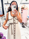 Brown and Cream Linen Dress
