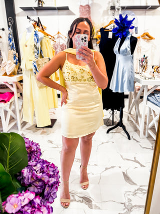 Love at First Sight Beaded Dress (Yellow)