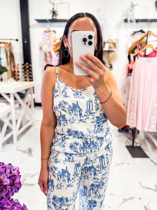 French Countryside Printed Cami (Blue)