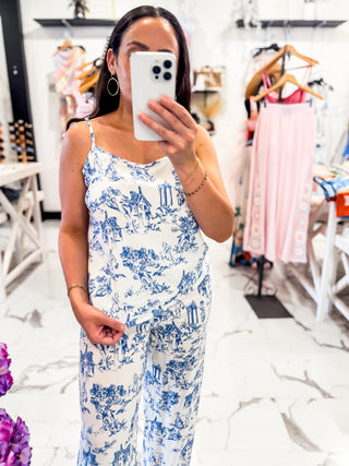 French Countryside Printed Cami (Blue)