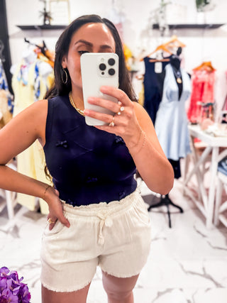 Bow-tiful Things Knit Top (Navy)