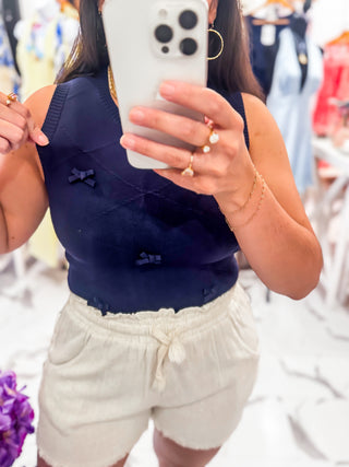 Bow-tiful Things Knit Top (Navy)