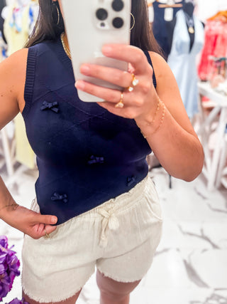 Bow-tiful Things Knit Top (Navy)