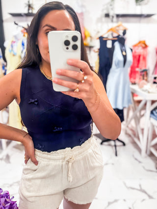 Bow-tiful Things Knit Top (Navy)