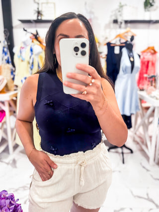 Bow-tiful Things Knit Top (Navy)