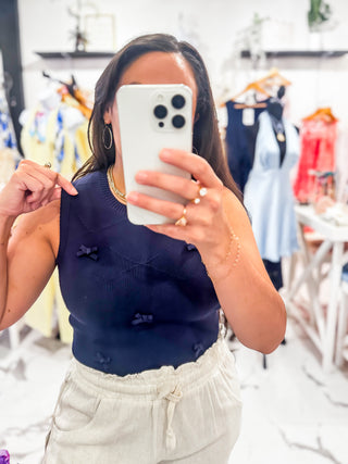Bow-tiful Things Knit Top (Navy)