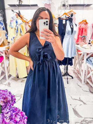 Midnight Manor Eyelet Dress (Navy)