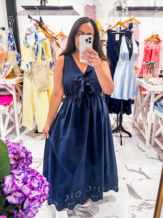 Midnight Manor Eyelet Dress (Navy)