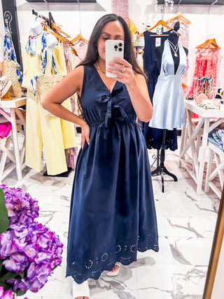 Midnight Manor Eyelet Dress (Navy)