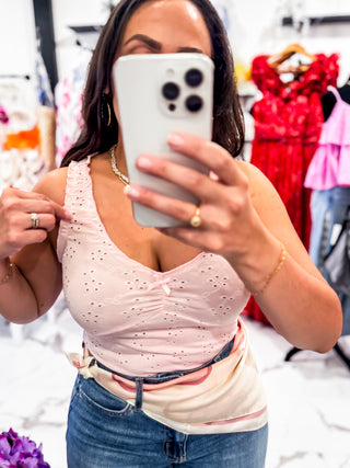 Just My Type Eyelet Tank (Pink)
