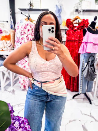 Just My Type Eyelet Tank (Pink)