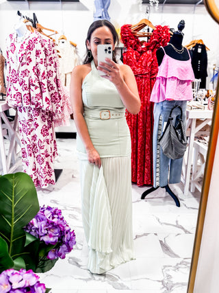 Simple Statement Belted Maxi Dress (Mint)