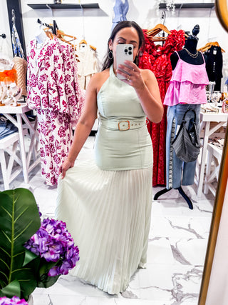 Simple Statement Belted Maxi Dress (Mint)