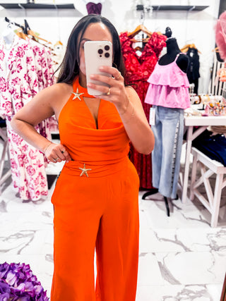 Peachy Keen Halter Top Set (Orange)