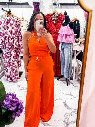 Peachy Keen Halter Top Set (Orange)