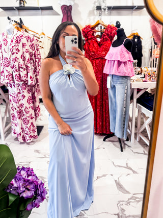 Venetian Dreams Halter Dress (Blue)