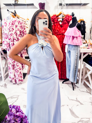 Venetian Dreams Halter Dress (Blue)