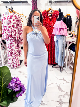 Venetian Dreams Halter Dress (Blue)