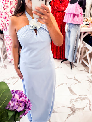 Venetian Dreams Halter Dress (Blue)