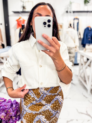 Sleek Intention Leather Shacket in White