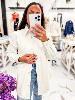 Luxe Faux Leather White Jacket 