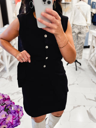 Knit Two Piece Vest and Skirt Set 