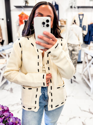 Birch Hollow Button Up Cardigan (Black/Cream)