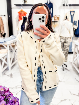 Birch Hollow Button Up Cardigan (Black/Cream)