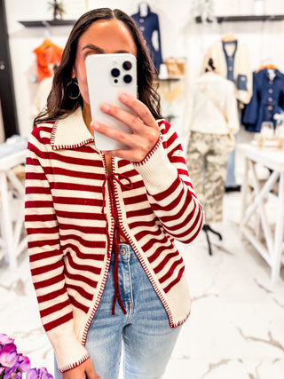Maroon & Co. Cardigan Berry Striped