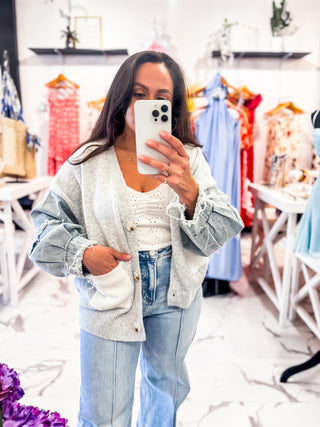 Warm Whispers Denim Sweater (Light gray)