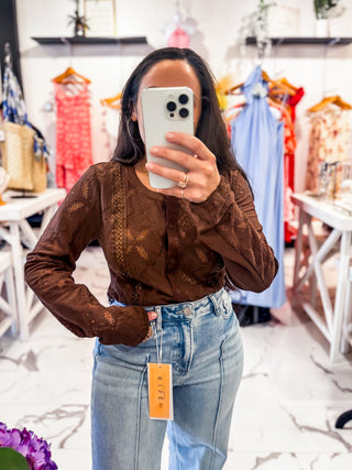Tell Me a Secret Crochet Cardigan (Chocolate)
