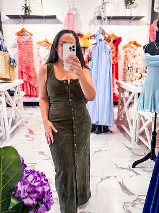 Always Us Corduroy Dress (Olive)