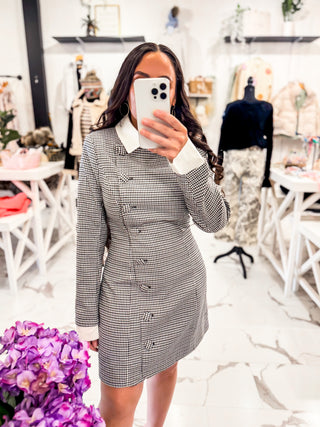 Running The Show Gingham Mini Dress (Black)