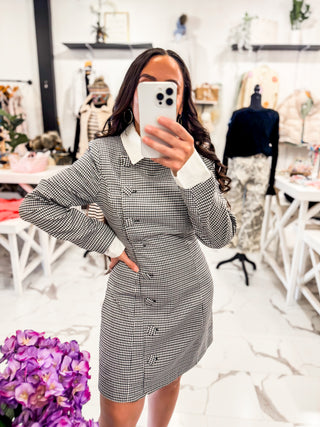 Running The Show Gingham Mini Dress (Black)