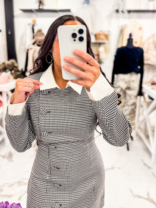 Running The Show Gingham Mini Dress (Black)