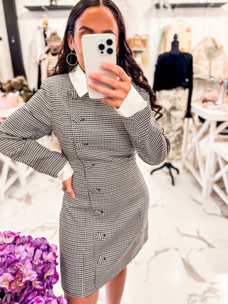 Running The Show Gingham Mini Dress (Black)