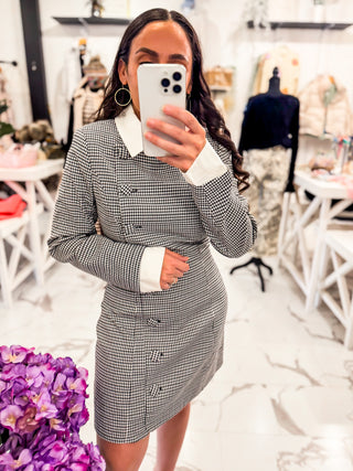 Running The Show Gingham Mini Dress (Black)