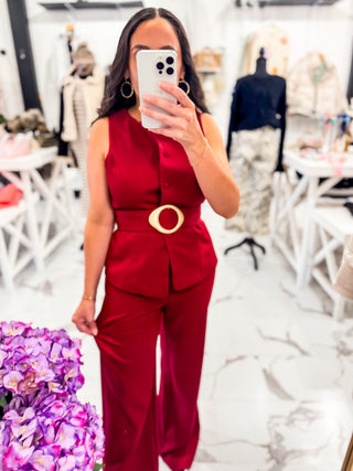 Feminine with Edge Trousers (Wine)