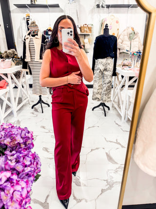 Feminine with Edge Trousers (Wine)