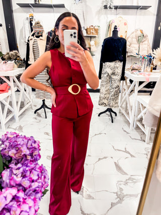 Fill Length Stretchy Red Pants