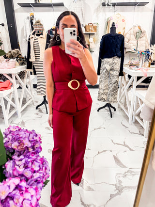 Feminine with Edge Trousers Wine