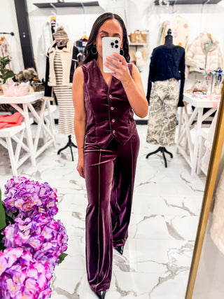 The Velvet Affair Trousers (Deep Plum)