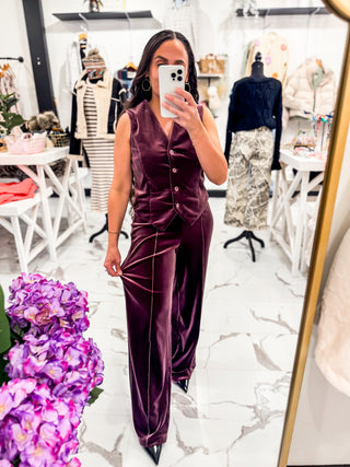 The Velvet Affair Trousers (Deep Plum)