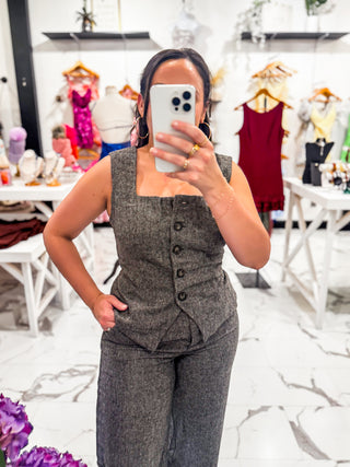 Well Suited Tweed Vest (Brown)