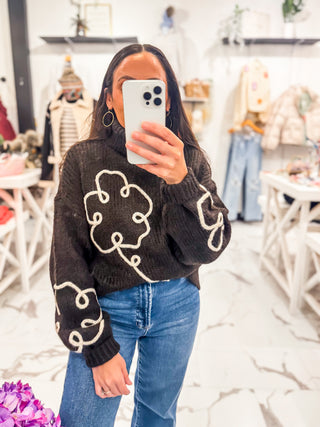 Sketchbook Embroidery Sweater (Chocolate)