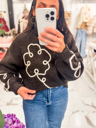 Sketchbook Embroidery Sweater (Chocolate)