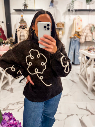 Sketchbook Embroidery Sweater (Chocolate)