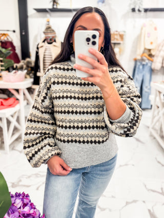 Winter in Paris Printed Sweater (Light Grey)