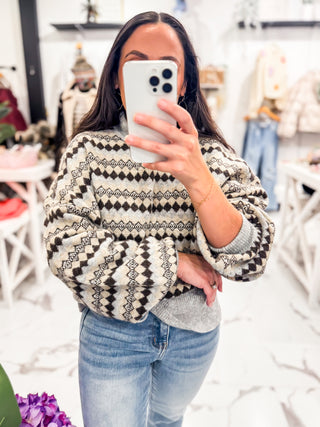 Winter in Paris Printed Sweater (Light Grey)
