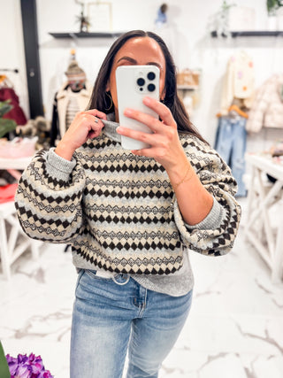 Winter in Paris Printed Sweater (Light Grey)
